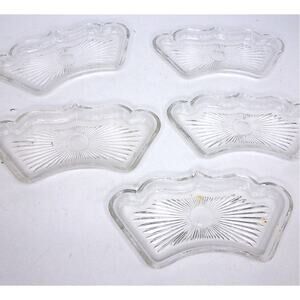 Vtg Hellerware Glass Lazy Susan Replacement Inserts Clear Starburst MCM Set of 5